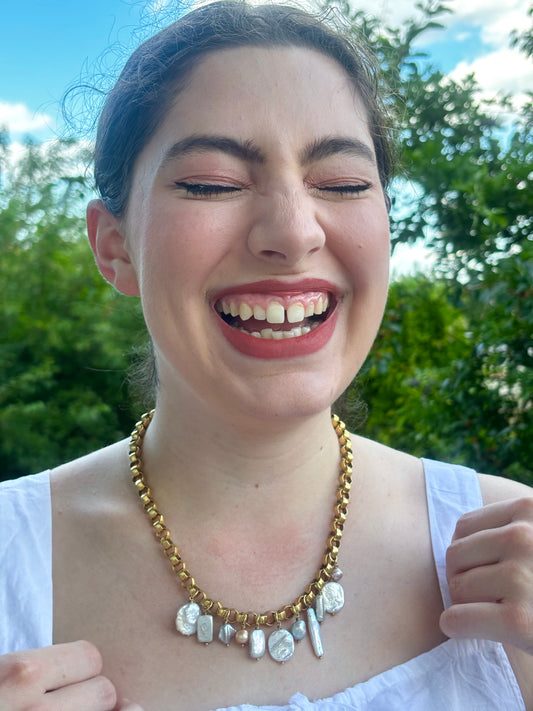 Nova Freshwater Pearl Charm Necklace