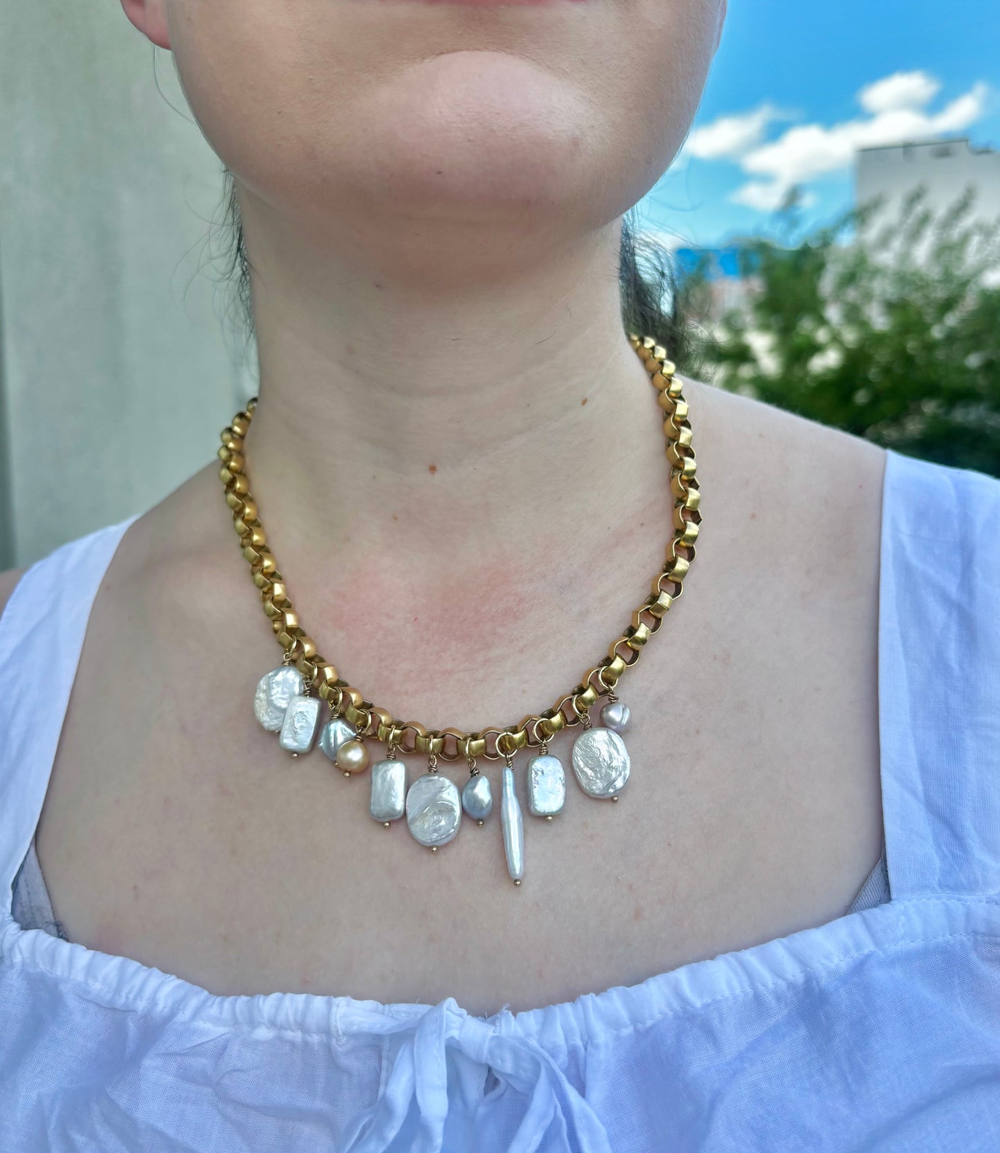 Nova Freshwater Pearl Charm Necklace