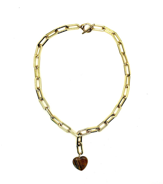 Alma Tiger Eye Heart Necklace