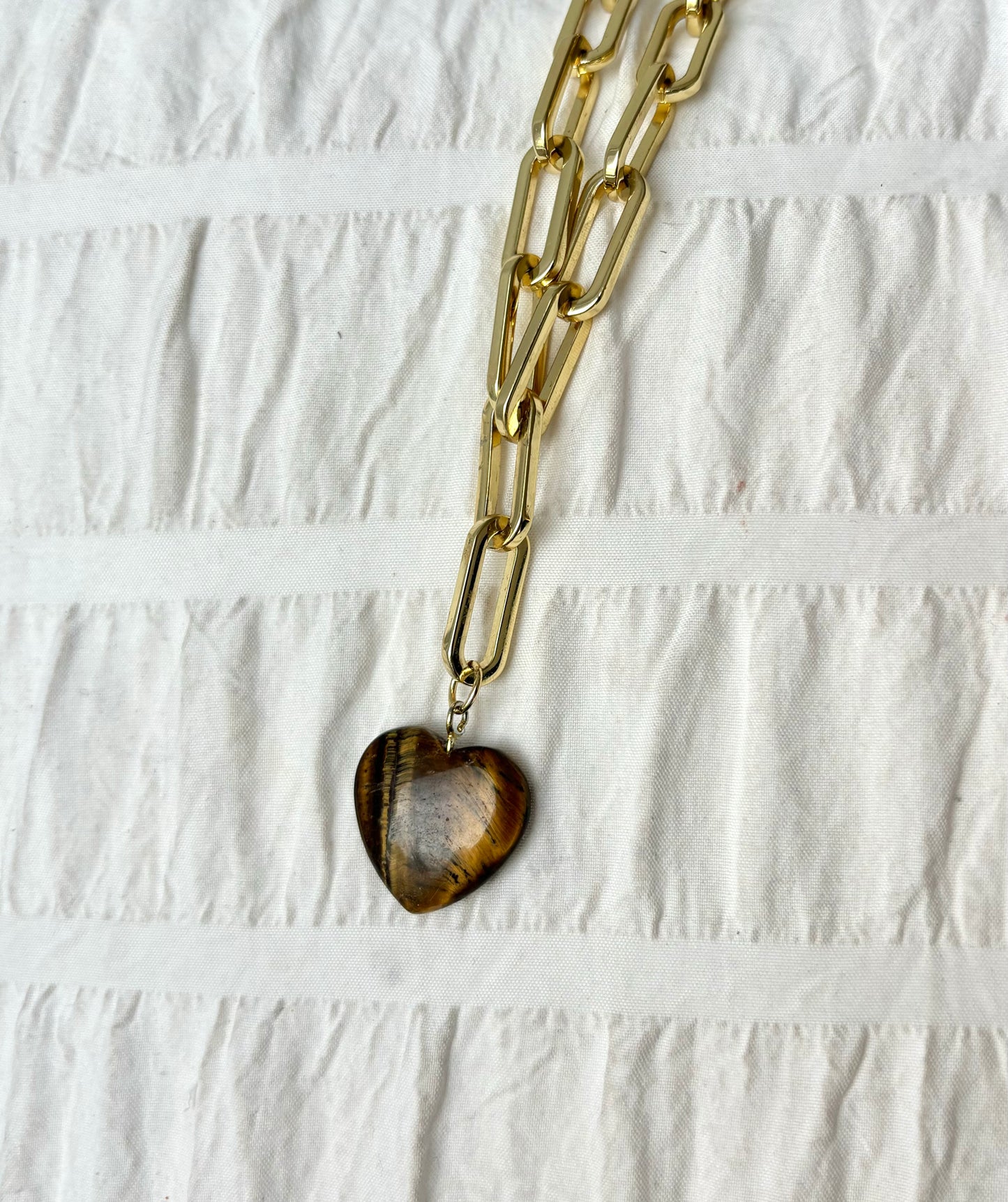 Alma Tiger Eye Heart Necklace